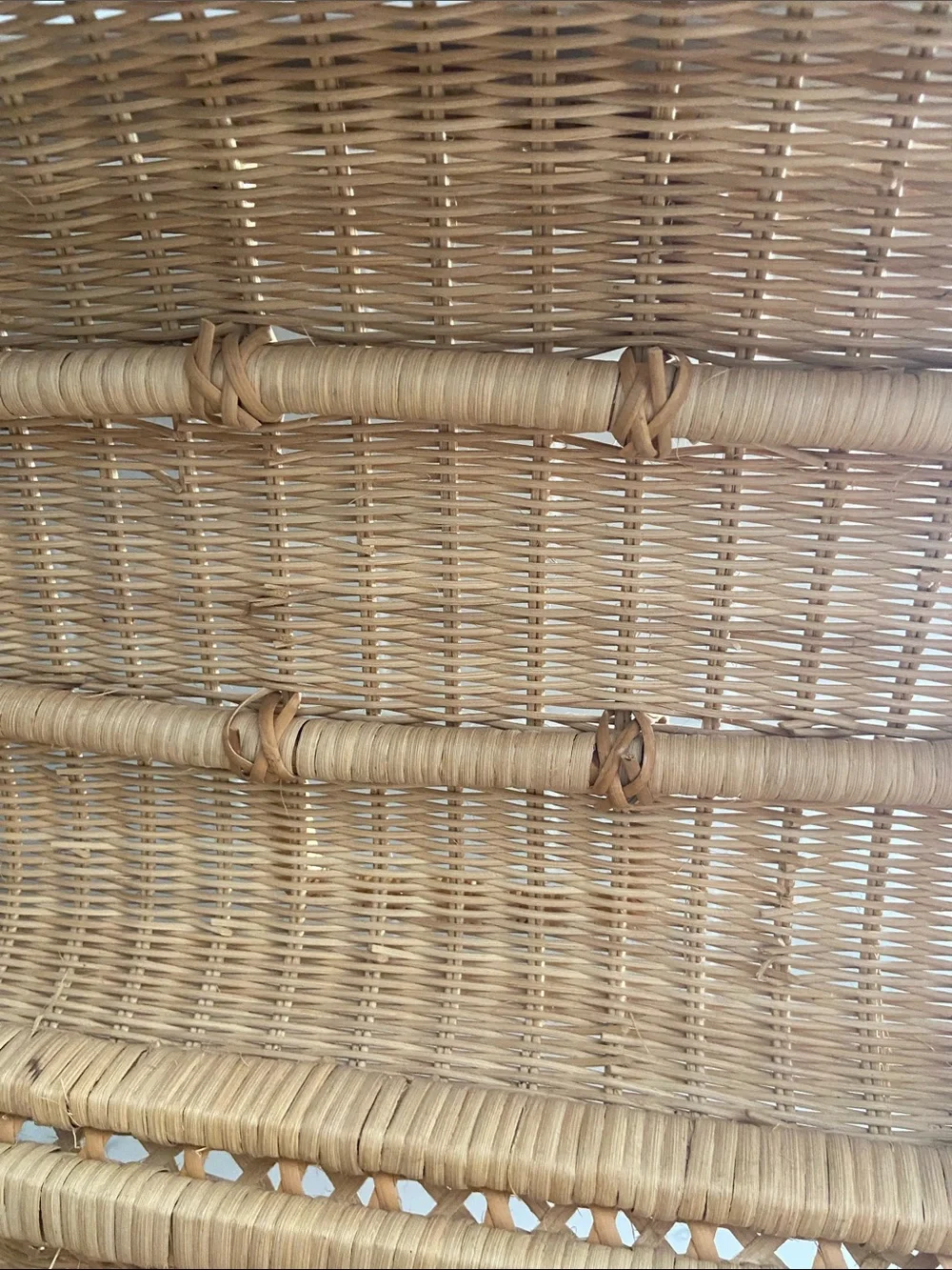 Vintage Wicker Storage Basket w Handle Boho Rattan Sewing Craft Chest